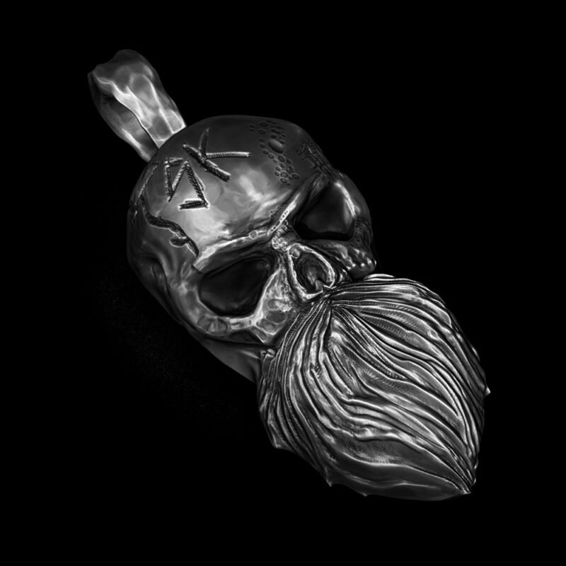 Pingente de Caveira - Skull Beard (Prata)