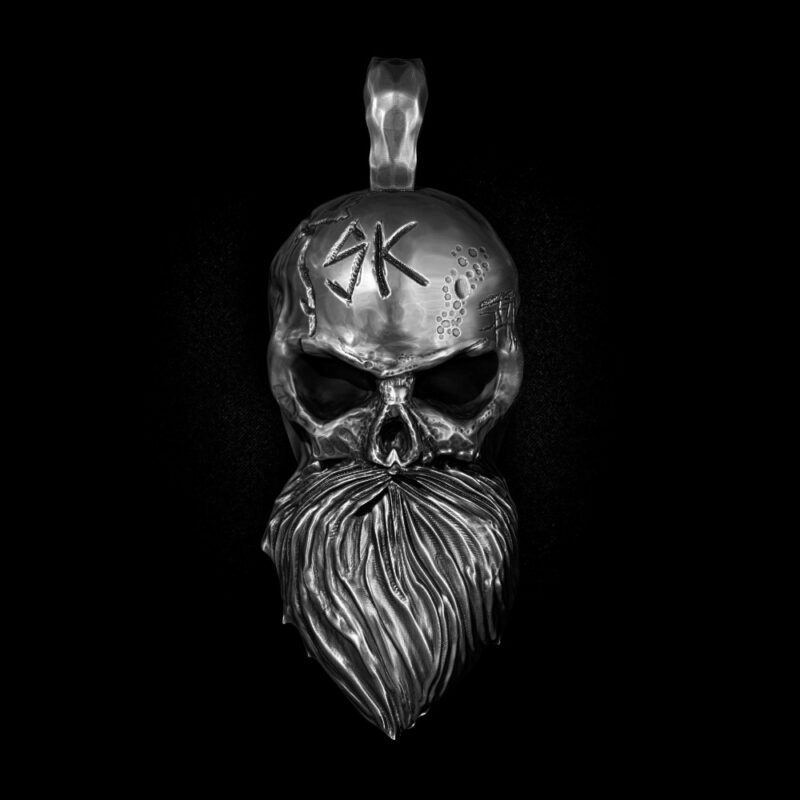 Pingente de Caveira - Skull Beard (Prata)