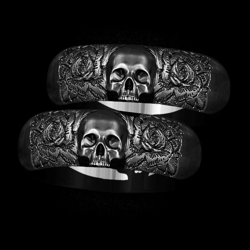 Aliança de Caveira - Skull of Bloom (Prata)