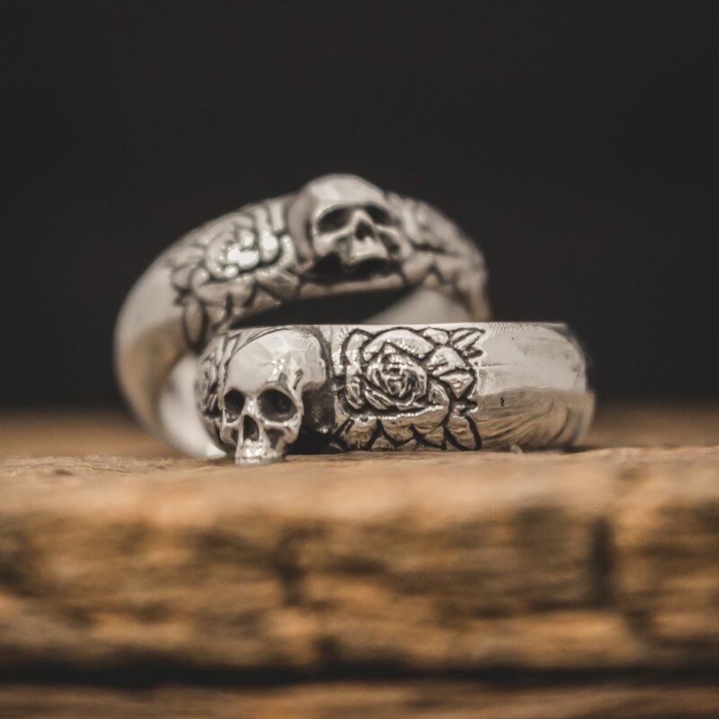 Aliança de Caveira - Skull of Bloom (Prata)