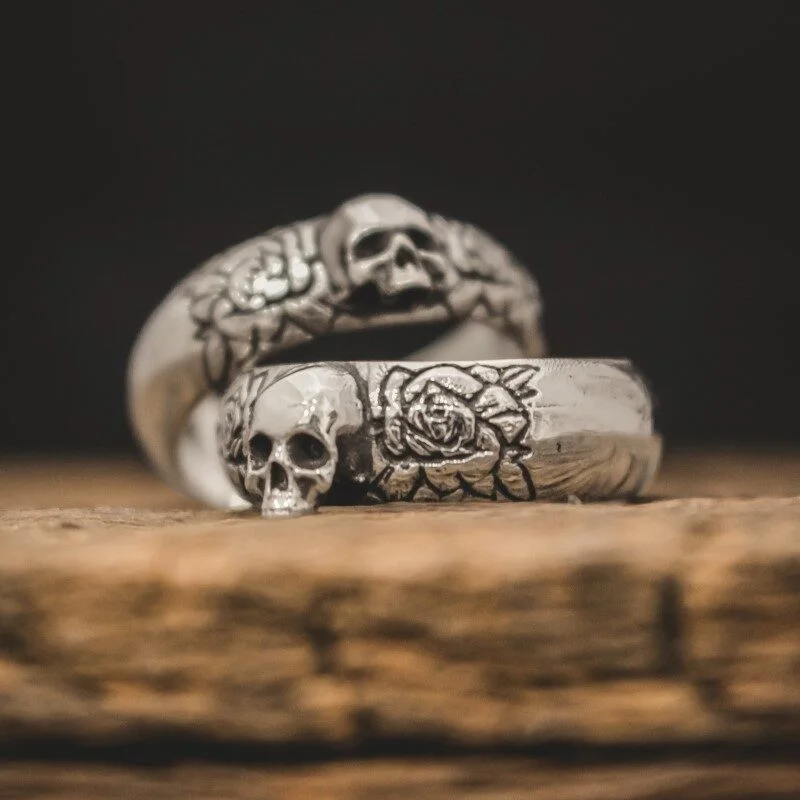 Par de Alianças de Caveiras - Skull of Bloom (Prata)