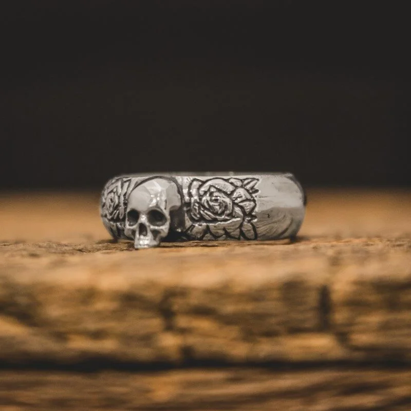 Par de Alianças de Caveiras - Skull of Bloom (Prata)