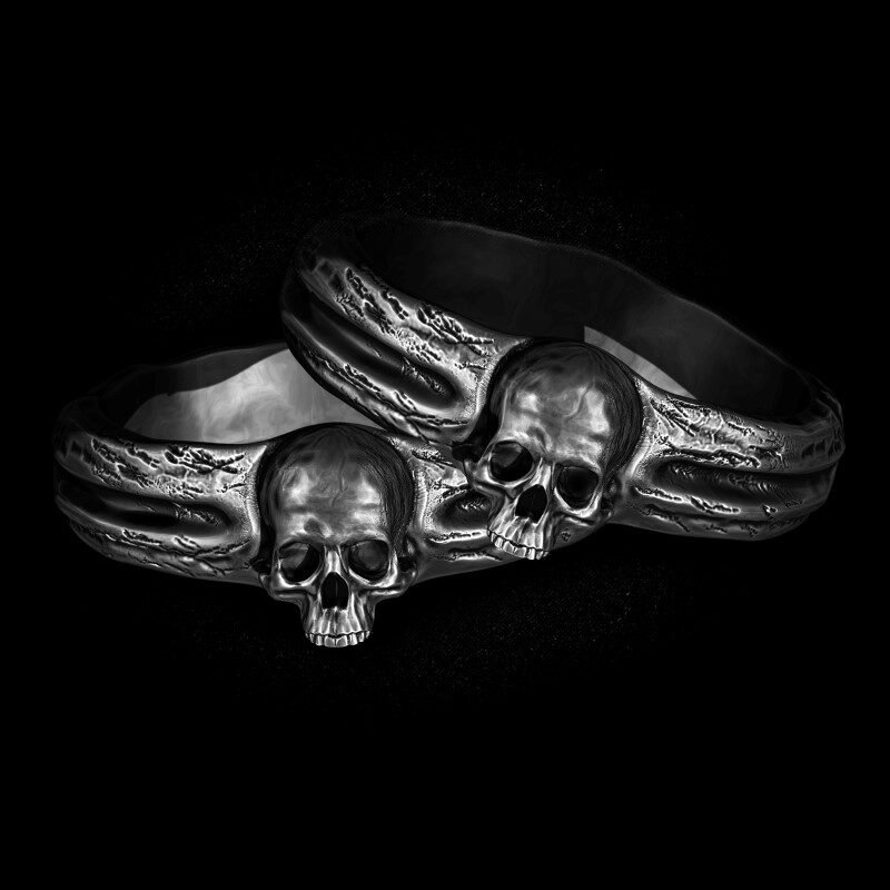 Par de alianças de Caveira - Skull Bone (Prata)