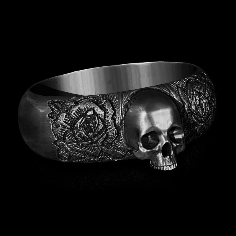 Aliança de Caveira - Skull of Bloom (Prata)