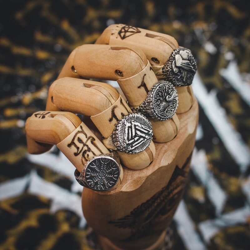Anel Viking Valknut (Prata)