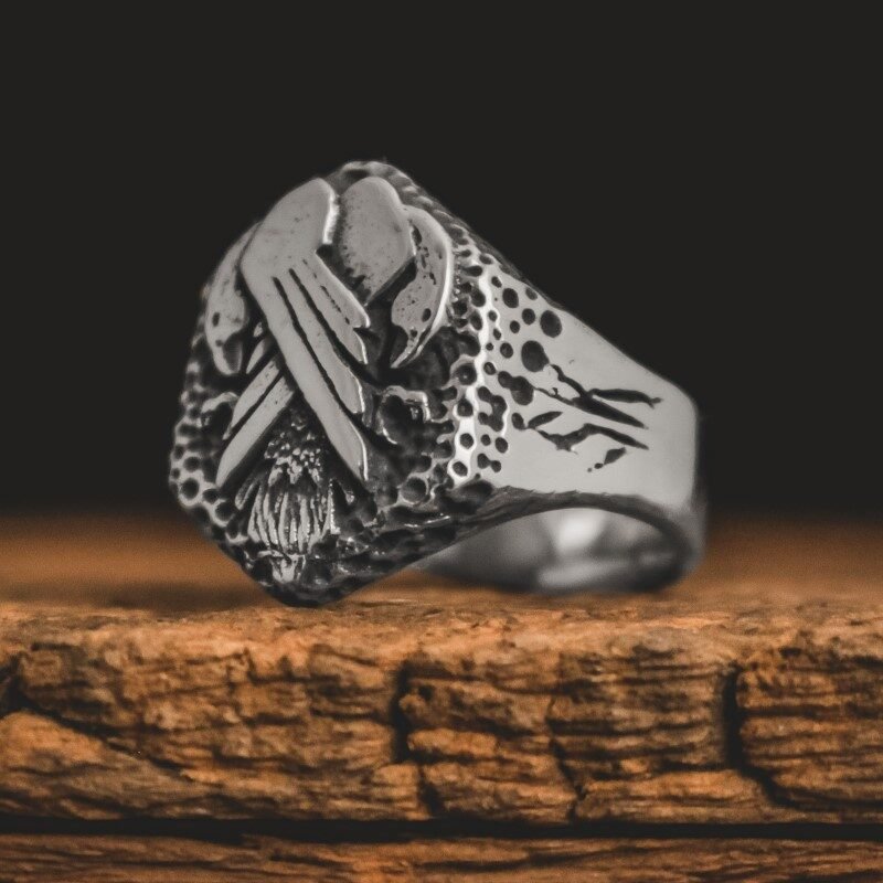 Anel Viking Hugin e Munin (Prata)
