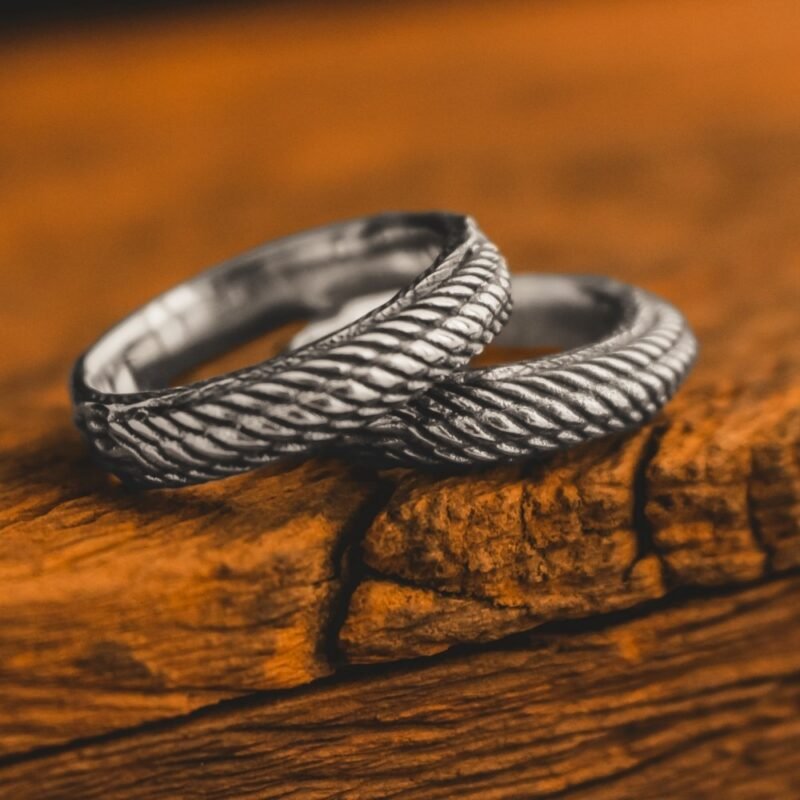 Par de Alianças com Corda - Rope (Prata)