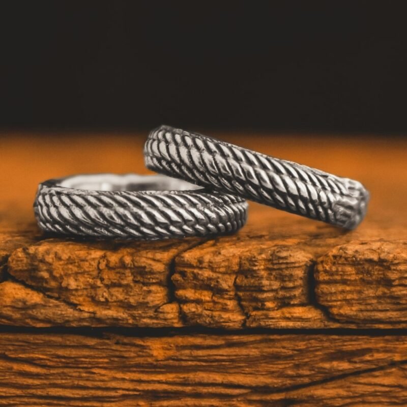 Par de Alianças com Corda - Rope (Prata)