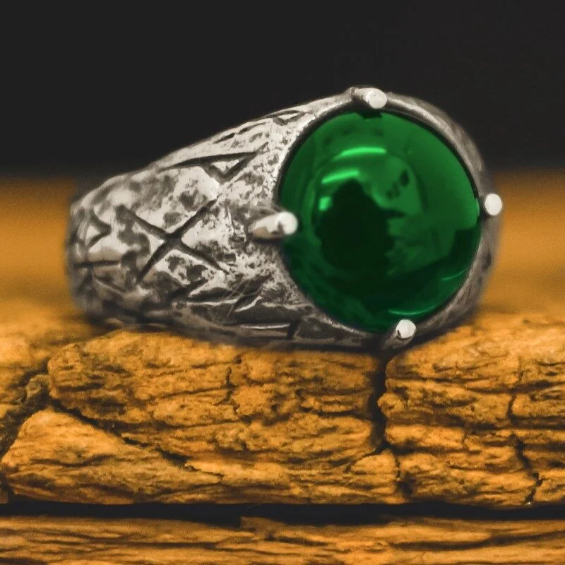 Anel com Pedra Viking - Valhalla (Prata)
