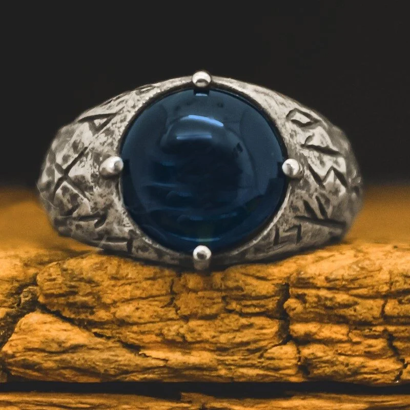 Anel com Pedra Viking - Valhalla (Prata)