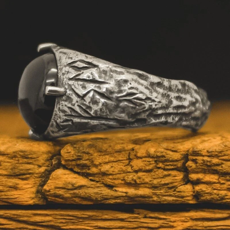 Anel com Pedra Viking - Valhalla (Prata)