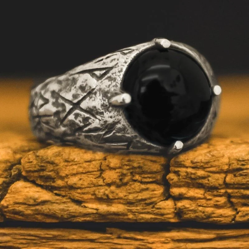 Anel com Pedra Viking - Valhalla (Prata)