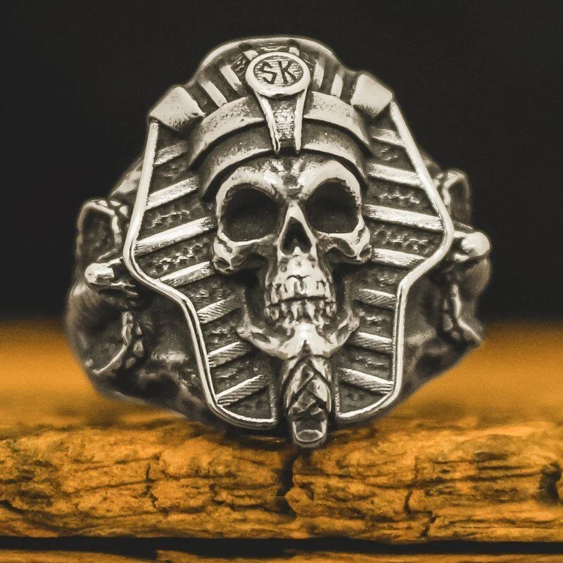 Anel Egípcio Skull Faraó (Prata)