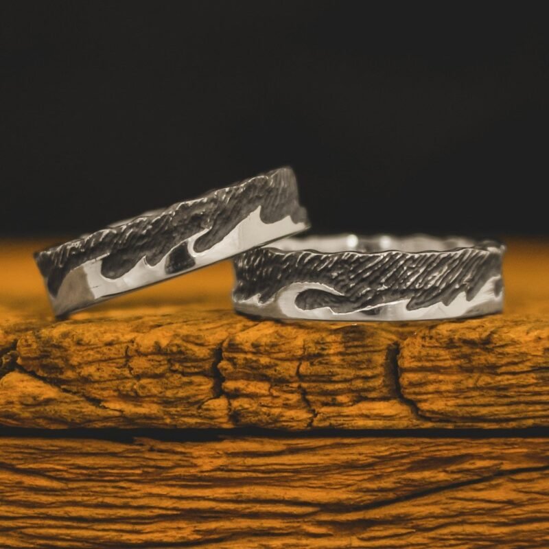Par de Alianças Ondas (Prata)