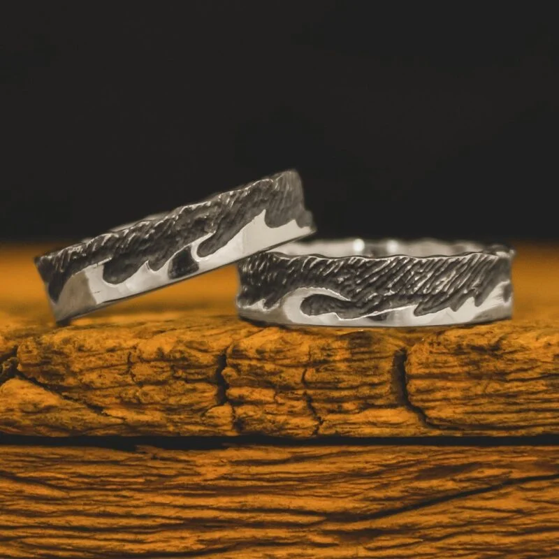 Par de Alianças Ondas (Prata)