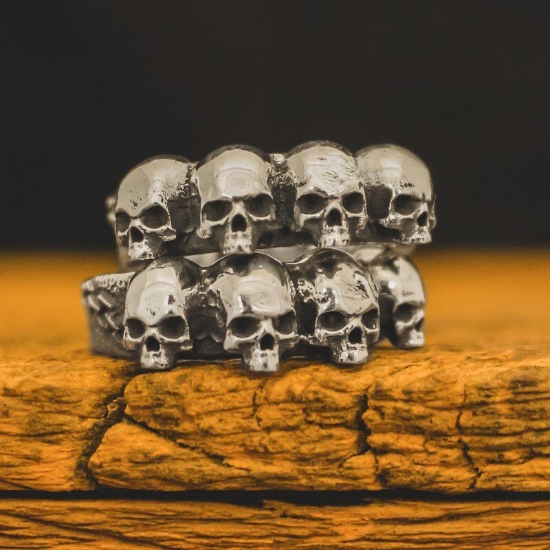 Par de Alianças de Caveira - Four Skull (Prata)
