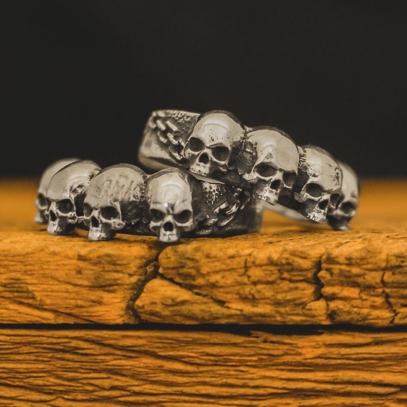 Par de Alianças de Caveira - Four Skull (Prata)