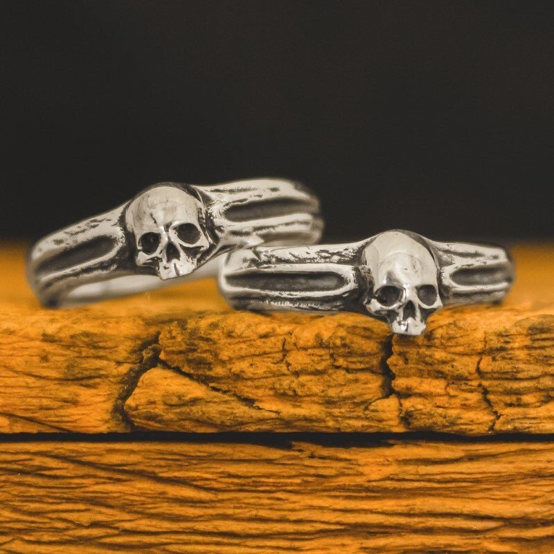 Par de alianças de Caveira - Skull Bone (Prata)