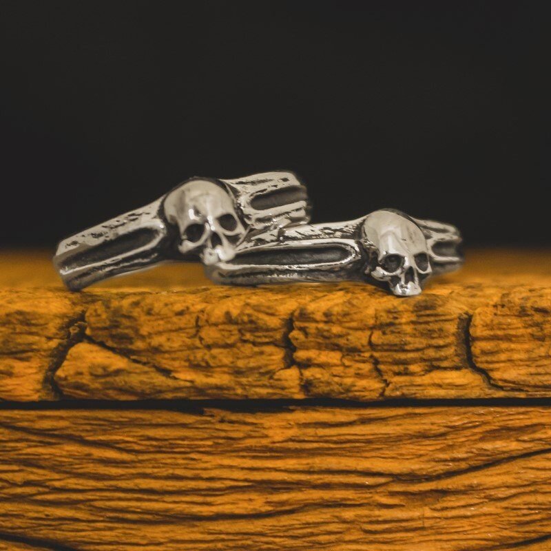 Par de alianças de Caveira - Skull Bone (Prata)