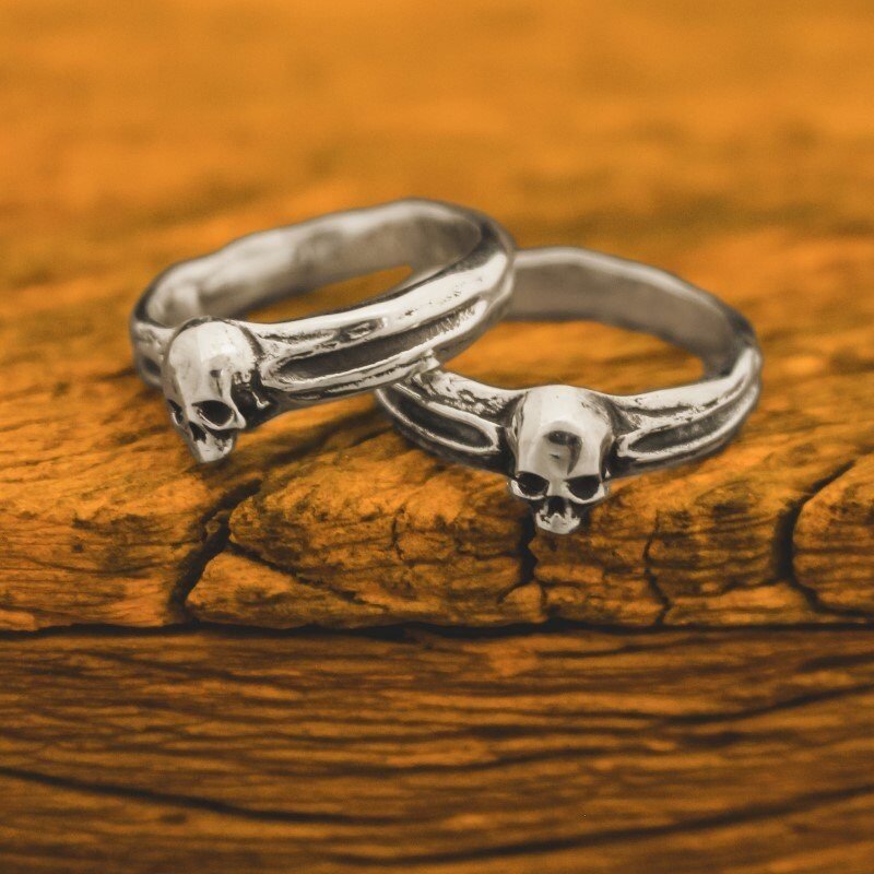 Par de alianças de Caveira - Skull Bone (Prata)