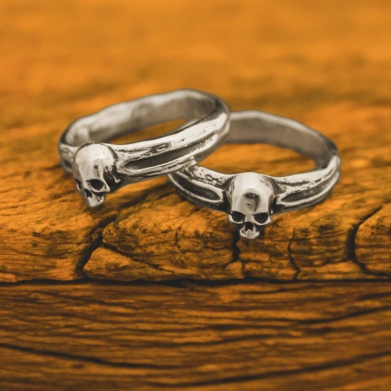 Par de alianças de Caveira - Skull Bone (Prata)