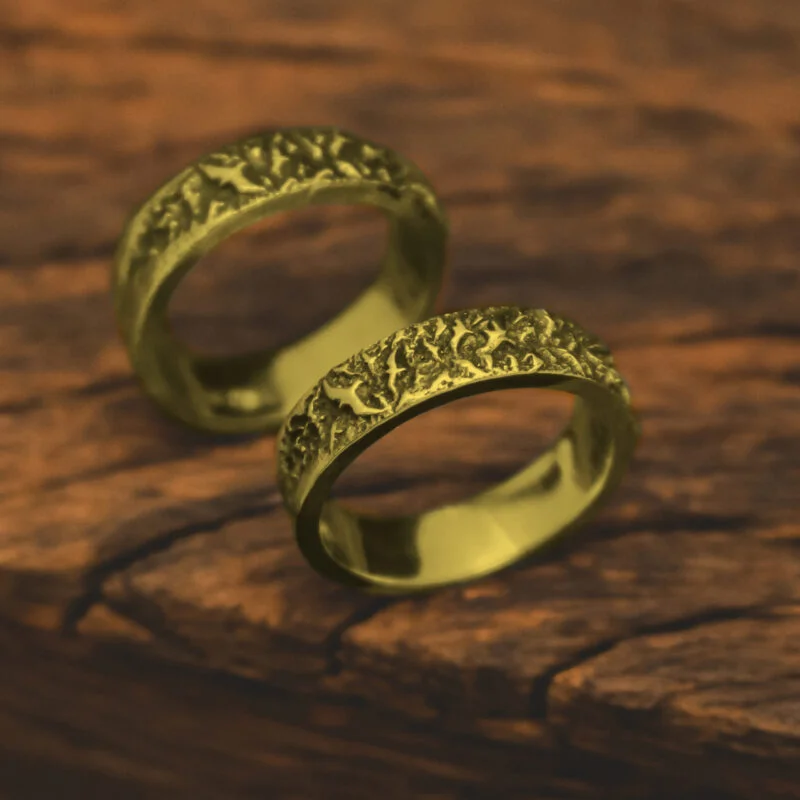 Par de Alianças Pássaros (Ouro)