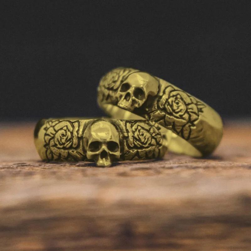 Par de Alianças de Caveiras - Skull of Bloom (Ouro)