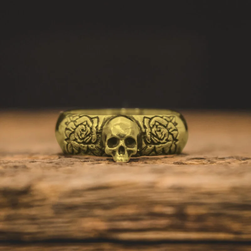 Par de Alianças de Caveiras - Skull of Bloom (Ouro)